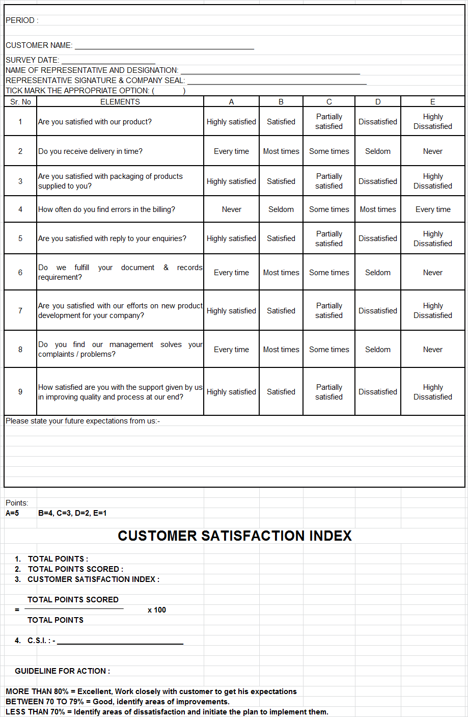 Customer Satifation survey form